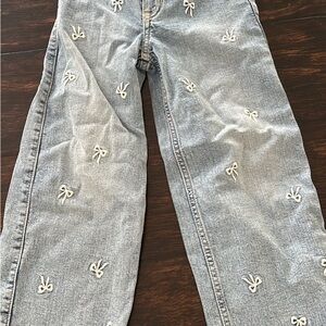 abercrombie kids Light Blue High-Rise Wide Leg Jeans